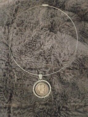 Real US Silver Coin, 1915 Barber Quarter Necklace